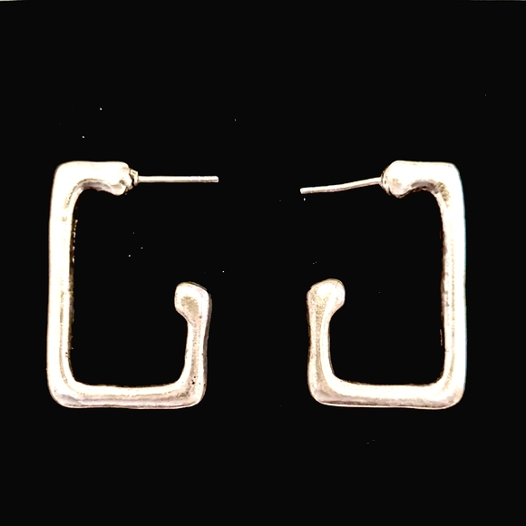 Vintage BARSE Thick Square Hoop Earrings — 925 Sterling Silver — 15.46 g